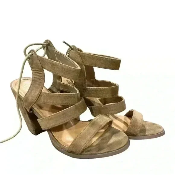 Lulus Sydney Beige Suede High Heel Sandals Women’s Size 8 - Picture 2 of 7